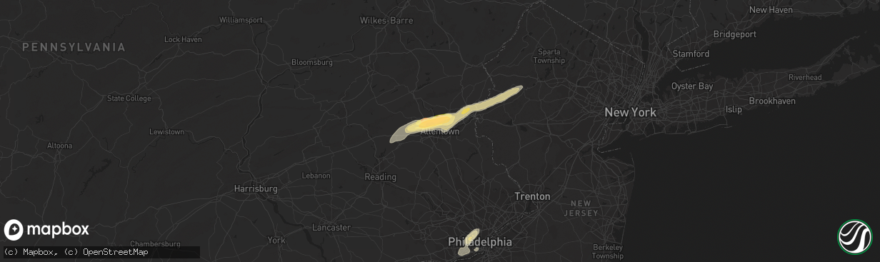 Hail map in Allentown, PA on June 30, 2015