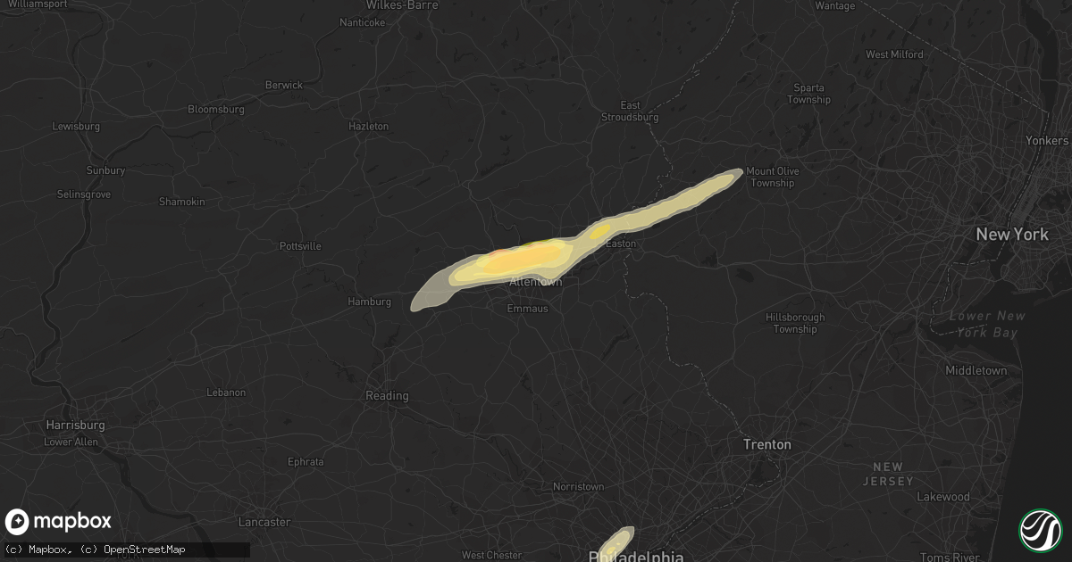 Hail map in Allentown, PA on June 30, 2015