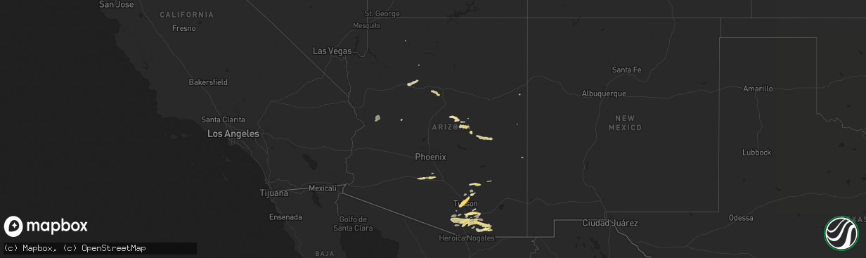 Hail map in Arizona on June 30, 2015