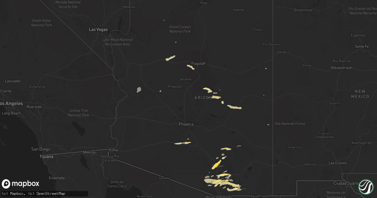 Hail map in Arizona on June 30, 2015