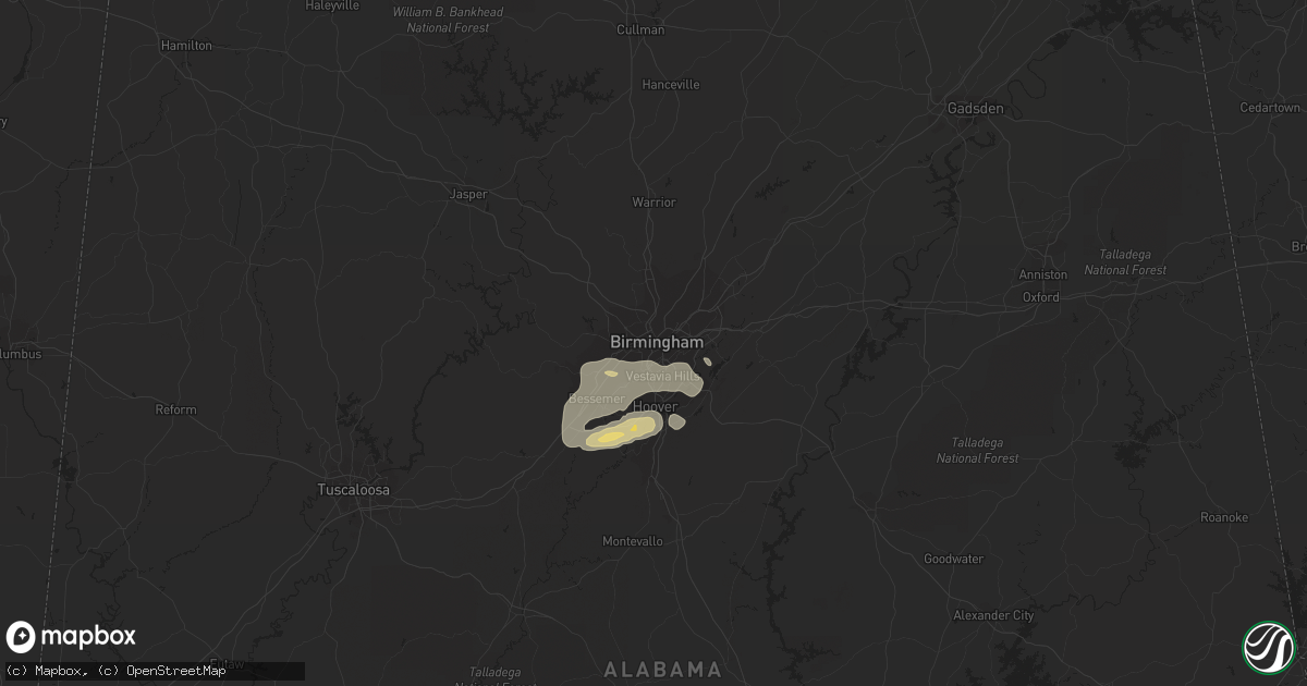 Hail map in Birmingham, AL on June 30, 2015