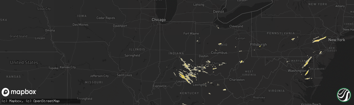 Hail map in Indiana on June 30, 2015