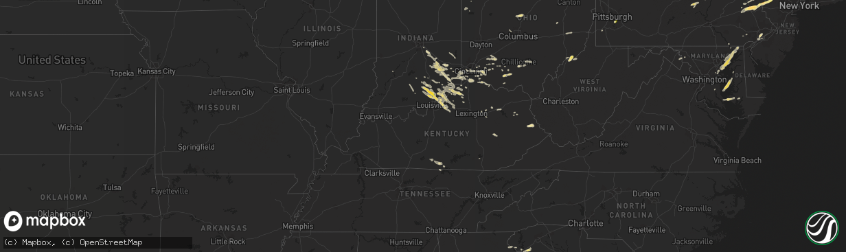 Hail map in Kentucky on June 30, 2015