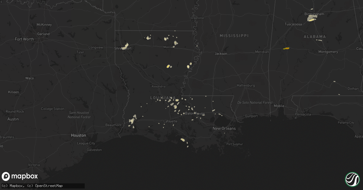 Hail map in Louisiana on June 30, 2015