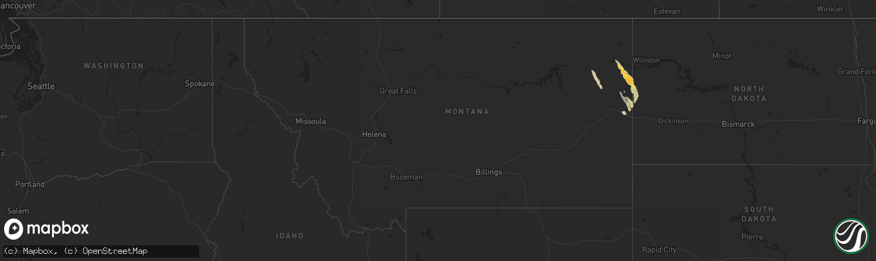 Hail map in Montana on June 30, 2015