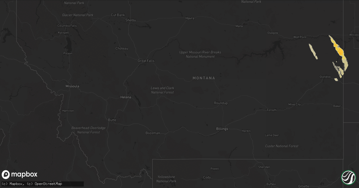 Hail map in Montana on June 30, 2015