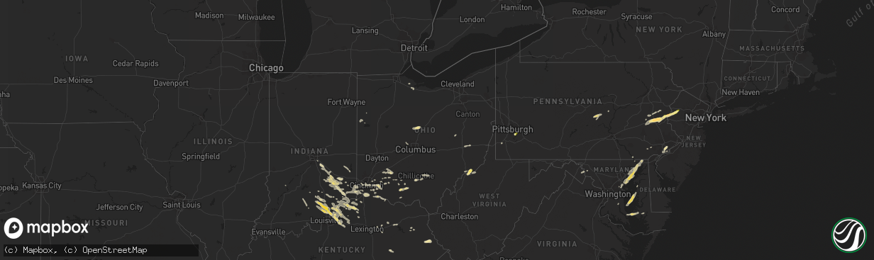 Hail map in Ohio on June 30, 2015