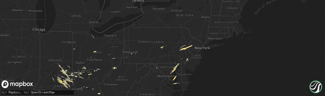 Hail map in Pennsylvania on June 30, 2015