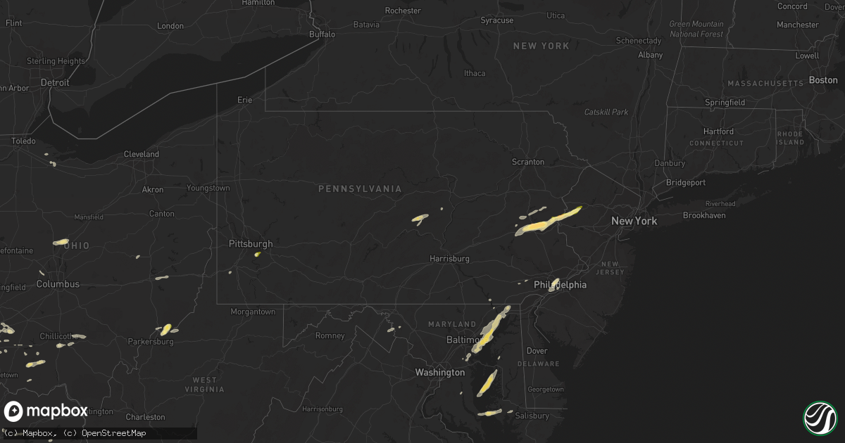 Hail map in Pennsylvania on June 30, 2015