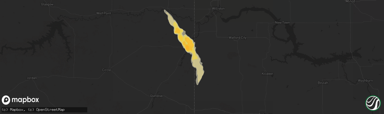 Hail map in Sidney, MT on June 30, 2015