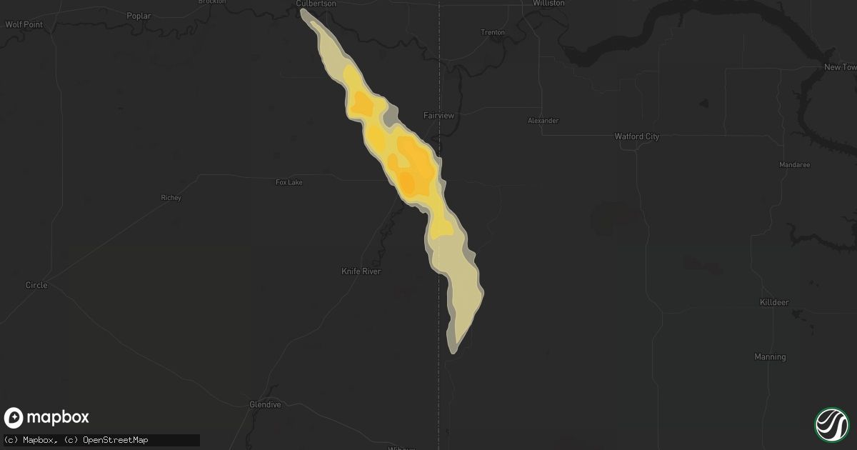 Hail map in Sidney, MT on June 30, 2015