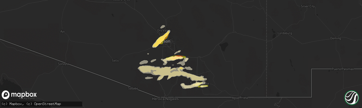 Hail map in Vail, AZ on June 30, 2015