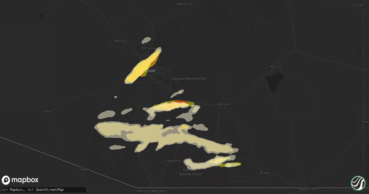 Hail map in Vail, AZ on June 30, 2015