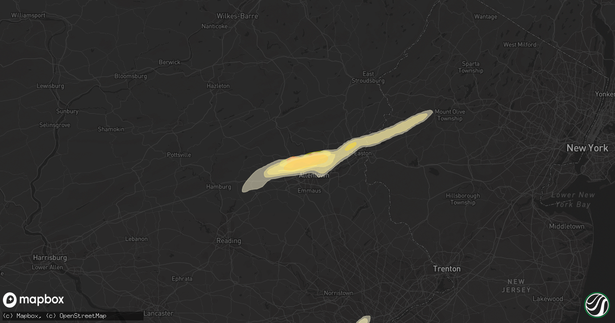 Hail map in Whitehall, PA on June 30, 2015