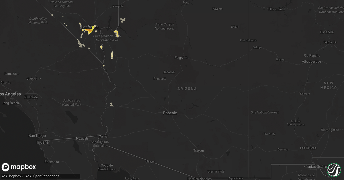 Hail map in Arizona on June 30, 2016