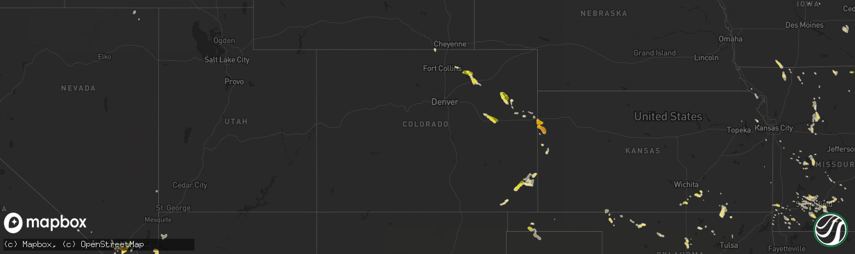 Hail map in Colorado on June 30, 2016