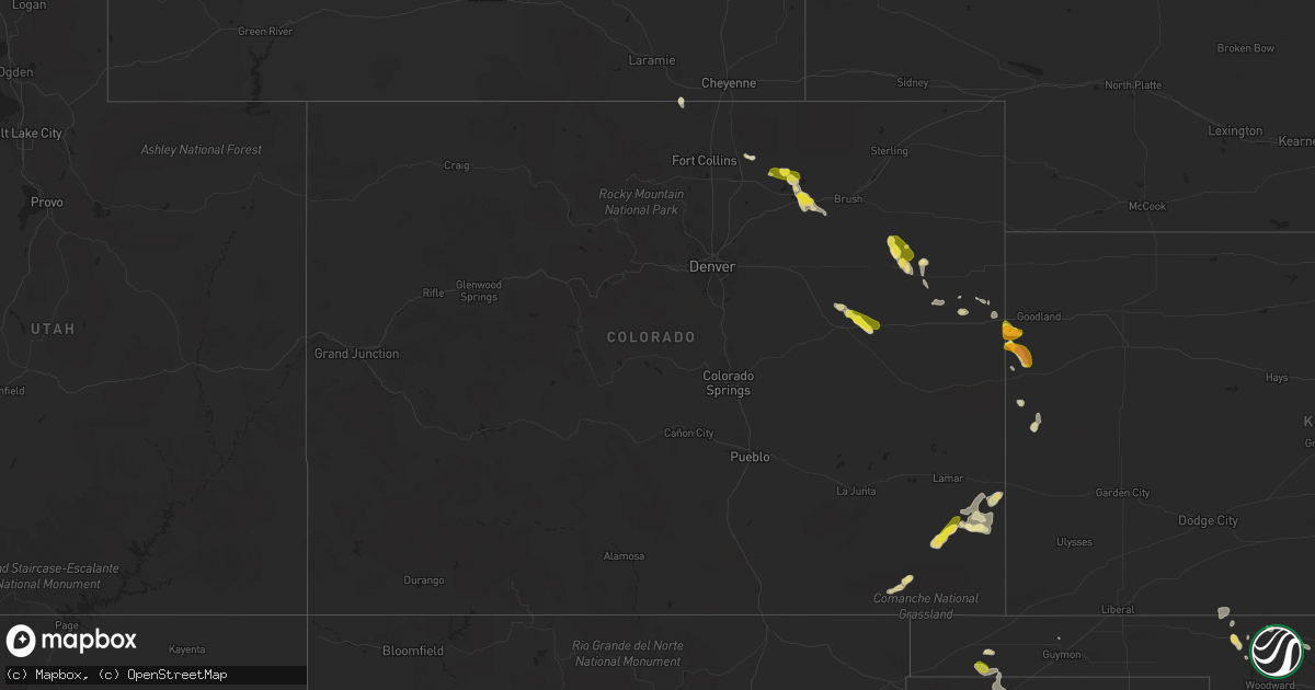 Hail map in Colorado on June 30, 2016