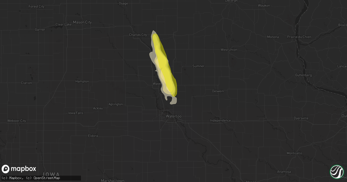 Hail map in Denver, IA on June 30, 2016
