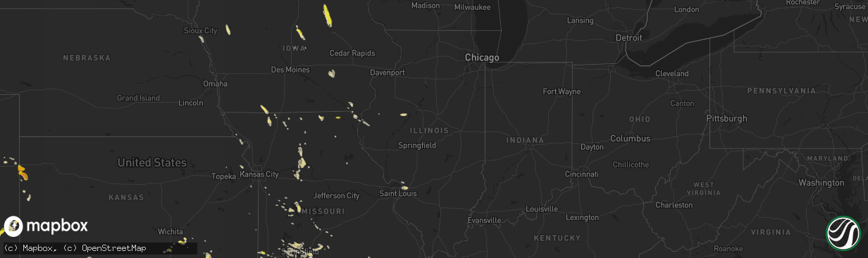 Hail map in Illinois on June 30, 2016