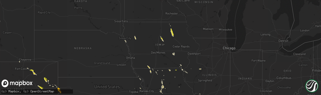 Hail map in Iowa on June 30, 2016