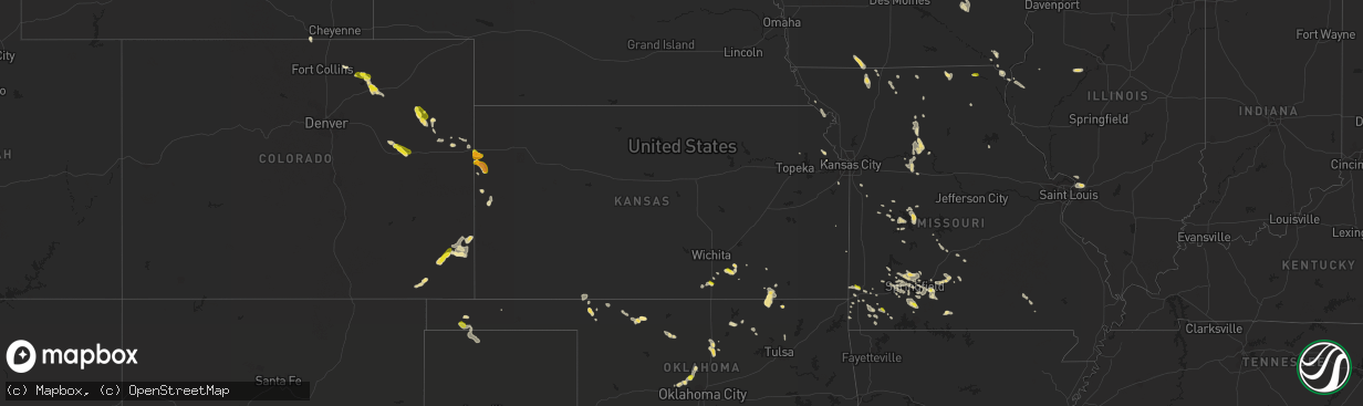 Hail map in Kansas on June 30, 2016