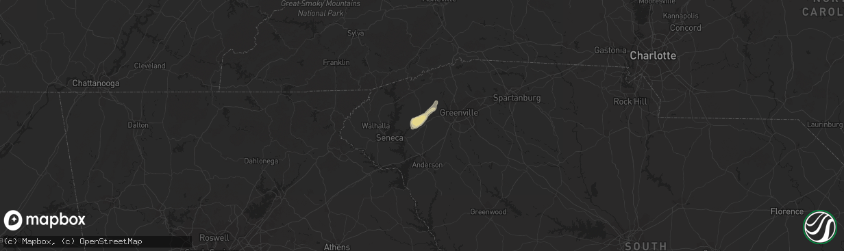 Hail map in Liberty, SC on June 30, 2016