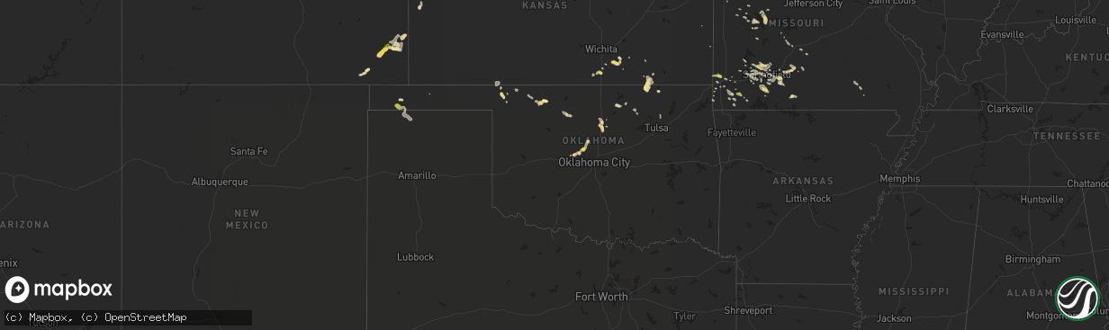 Hail map in Oklahoma on June 30, 2016