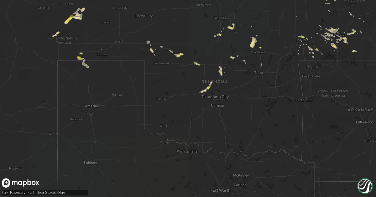 Hail map in Oklahoma on June 30, 2016