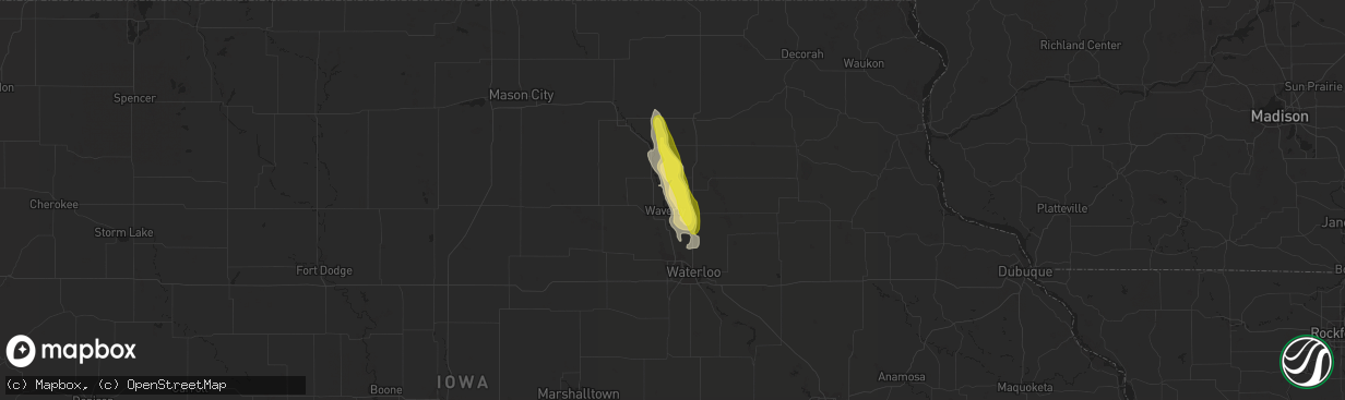 Hail map in Waverly, IA on June 30, 2016