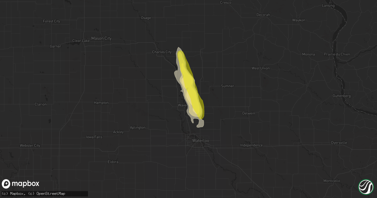 Hail map in Waverly, IA on June 30, 2016