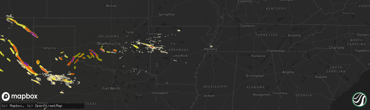 Hail map in Arkansas on June 30, 2017