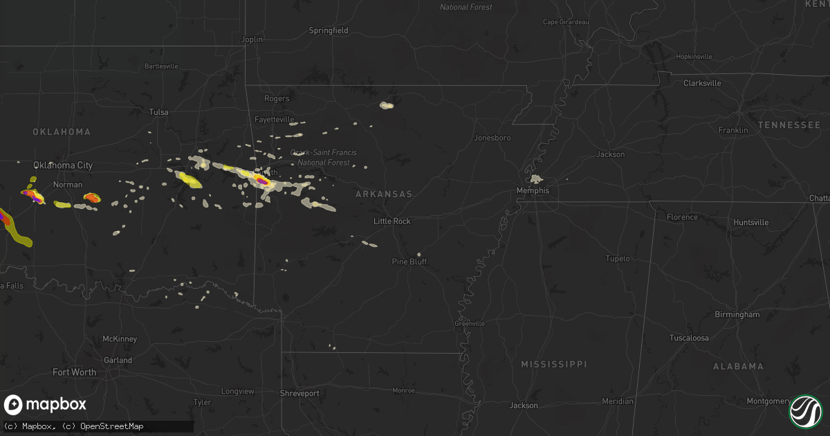 Hail map in Arkansas on June 30, 2017