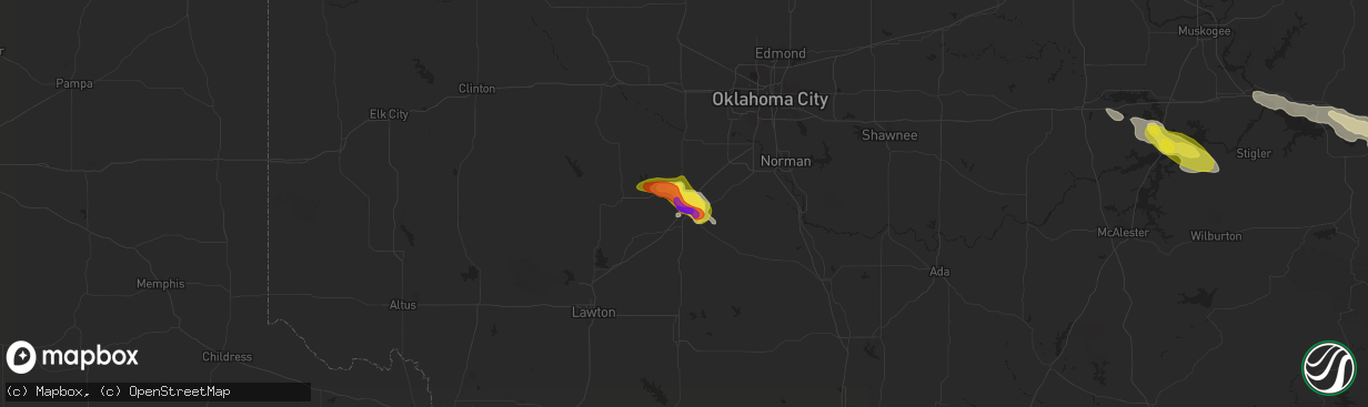 Hail map in Chickasha, OK on June 30, 2017