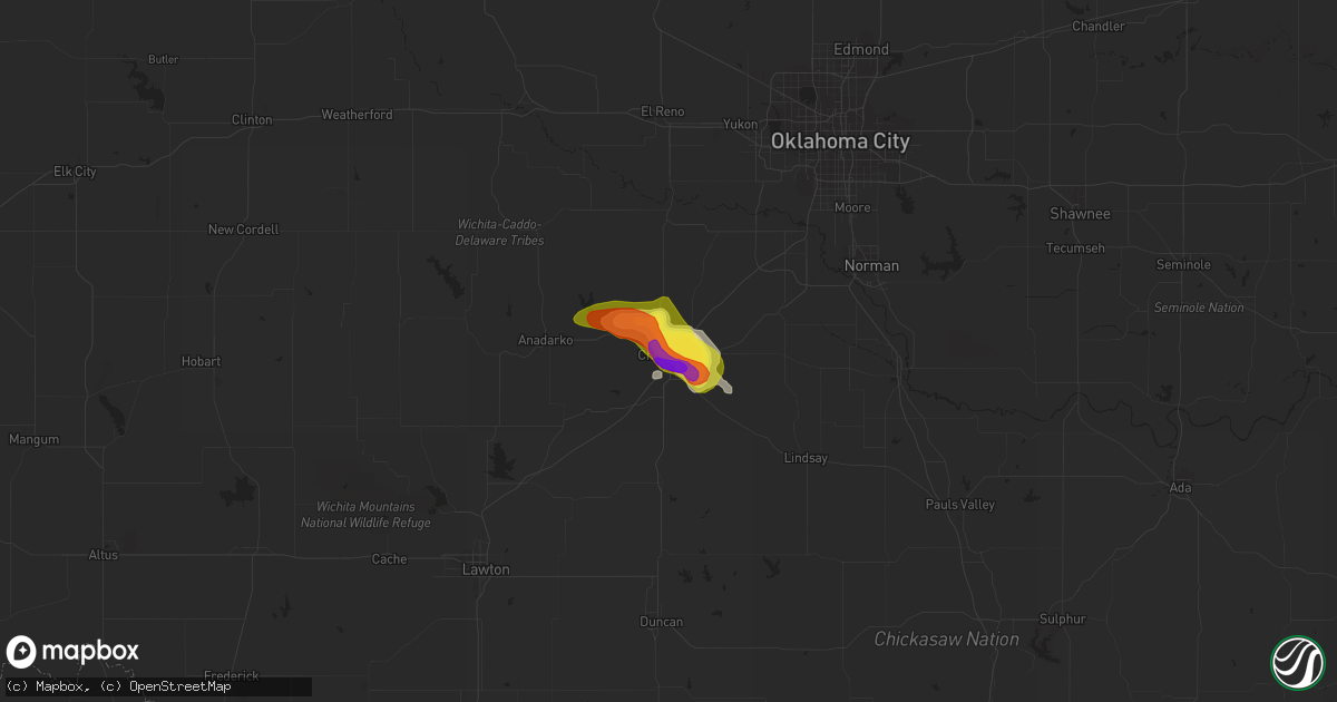 Hail map in Chickasha, OK on June 30, 2017