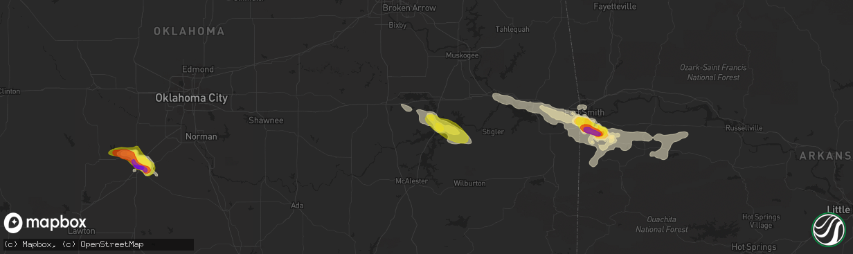 Hail map in Eufaula, OK on June 30, 2017