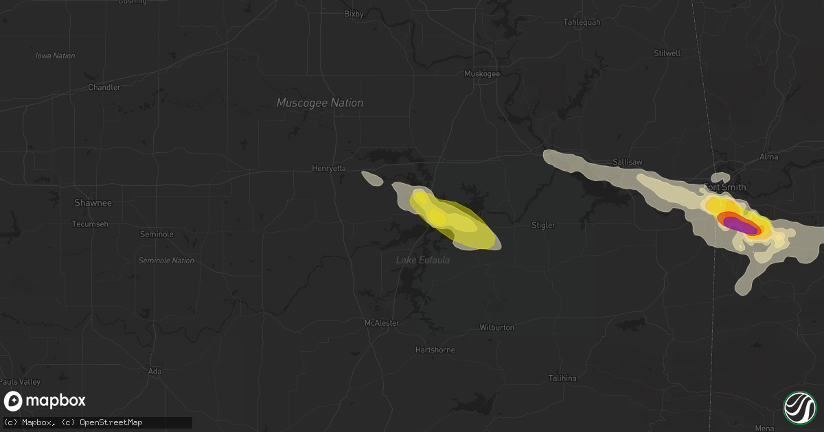 Hail map in Eufaula, OK on June 30, 2017