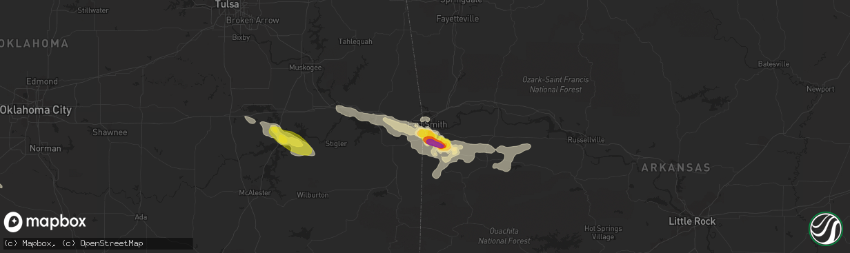 Hail map in Fort Smith, AR on June 30, 2017