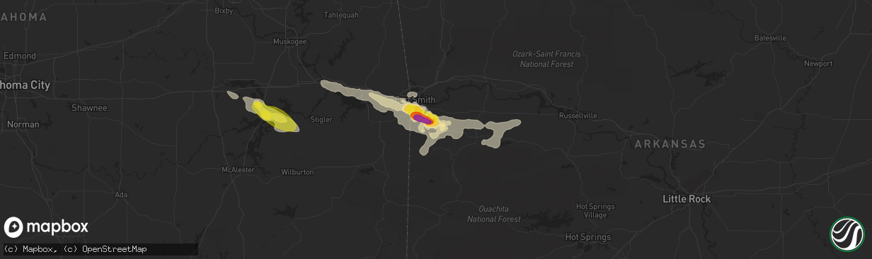 Hail map in Greenwood, AR on June 30, 2017