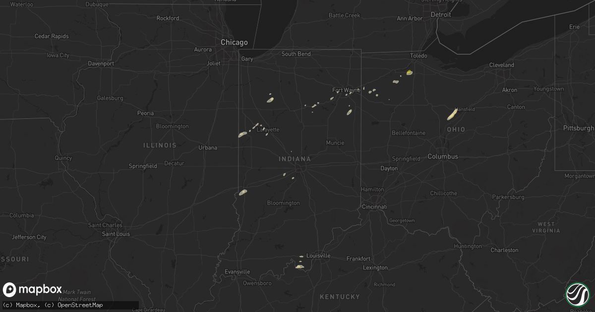 Hail map in Indiana on June 30, 2017