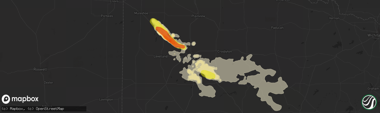 Hail map in Lubbock, TX on June 30, 2017