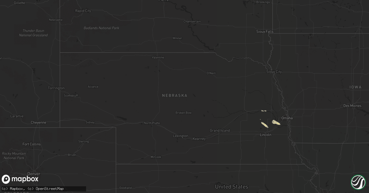 Hail map in Nebraska on June 30, 2017