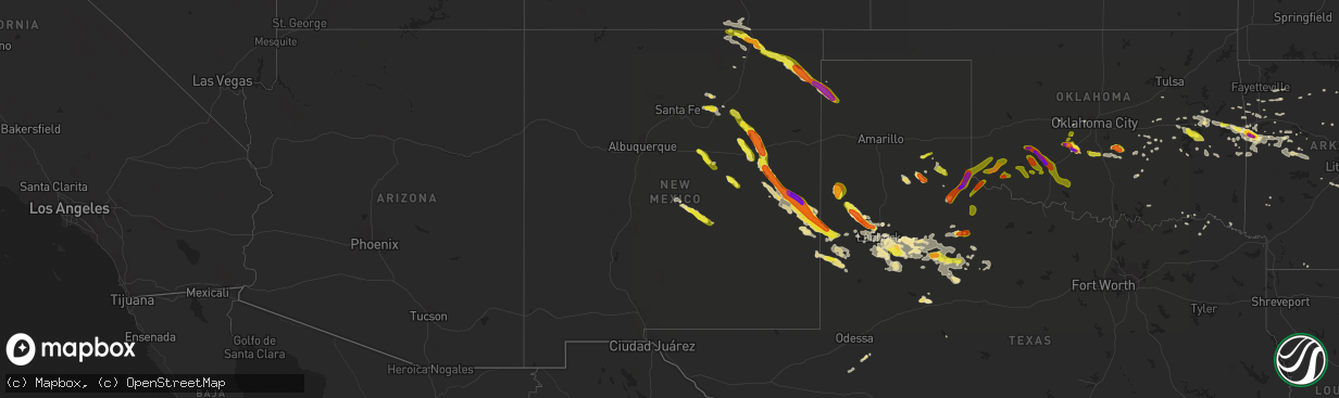 Hail map in New Mexico on June 30, 2017