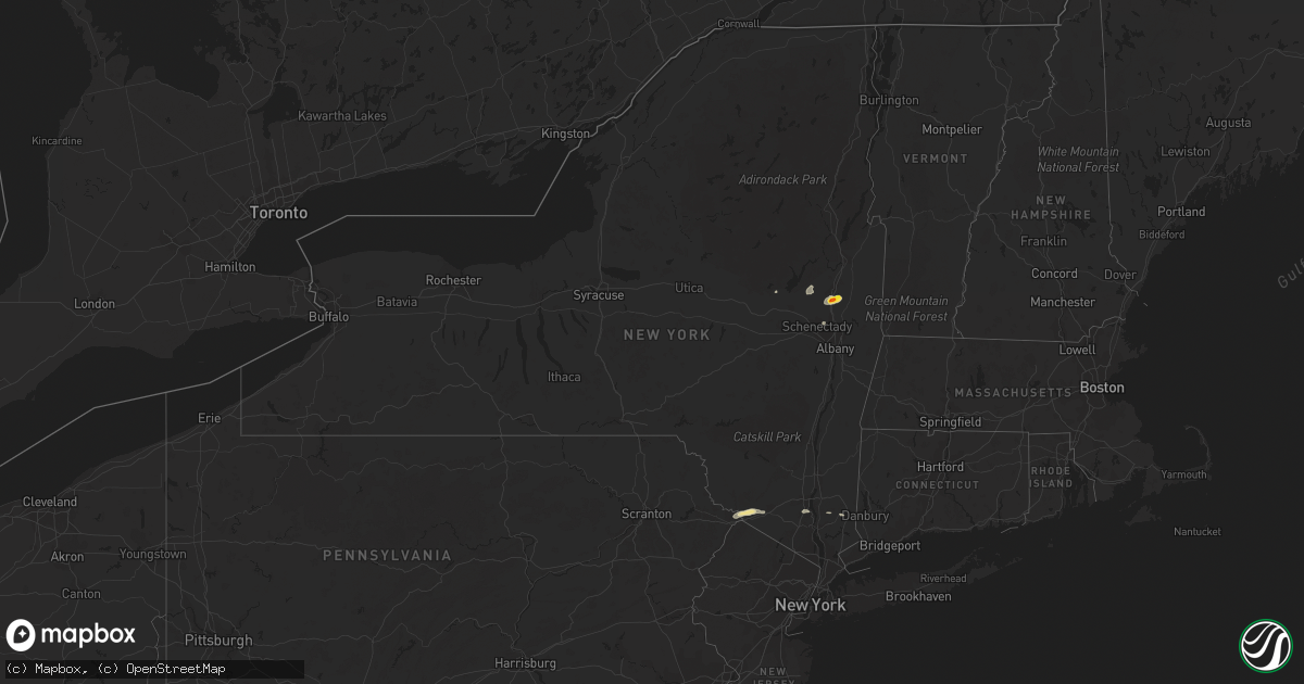 Hail map in New York on June 30, 2017