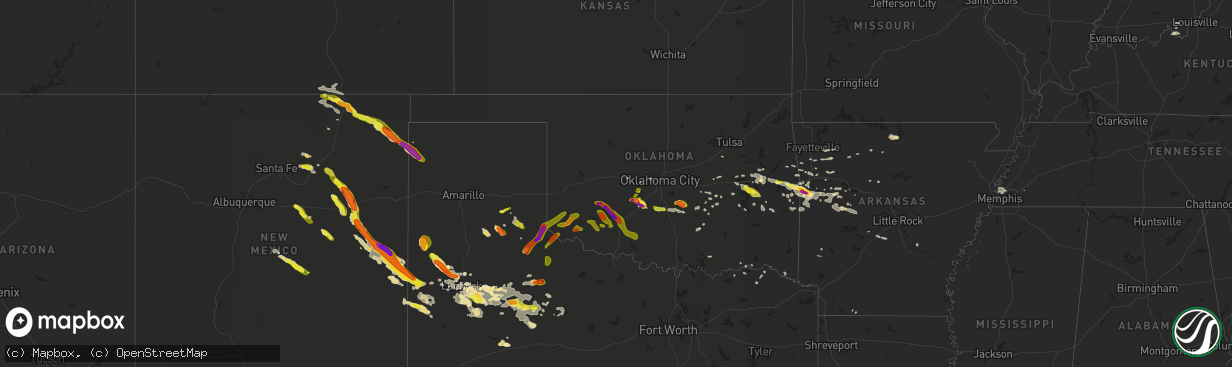 Hail map in Oklahoma on June 30, 2017