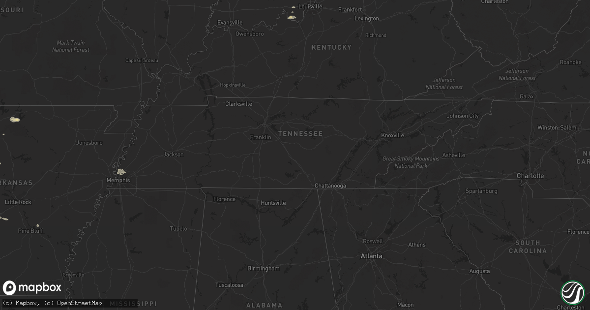 Hail map in Tennessee on June 30, 2017
