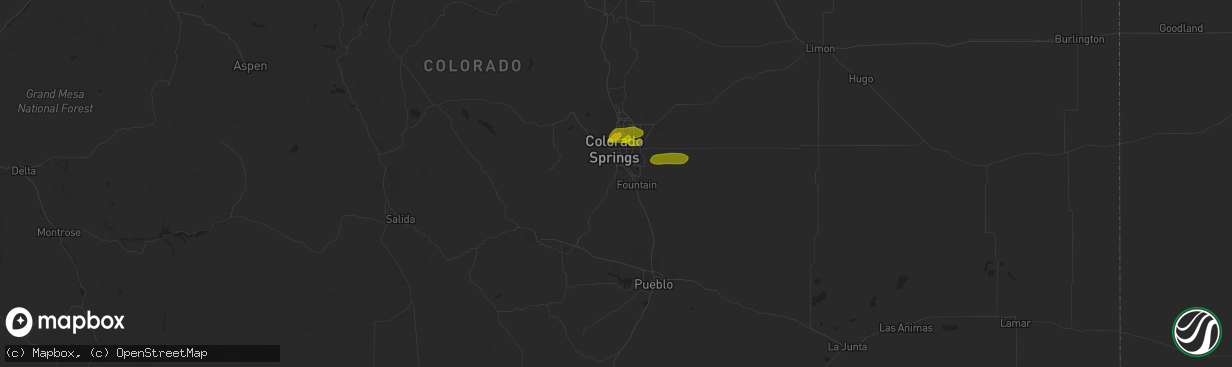 Hail map in Colorado Springs, CO on June 30, 2018