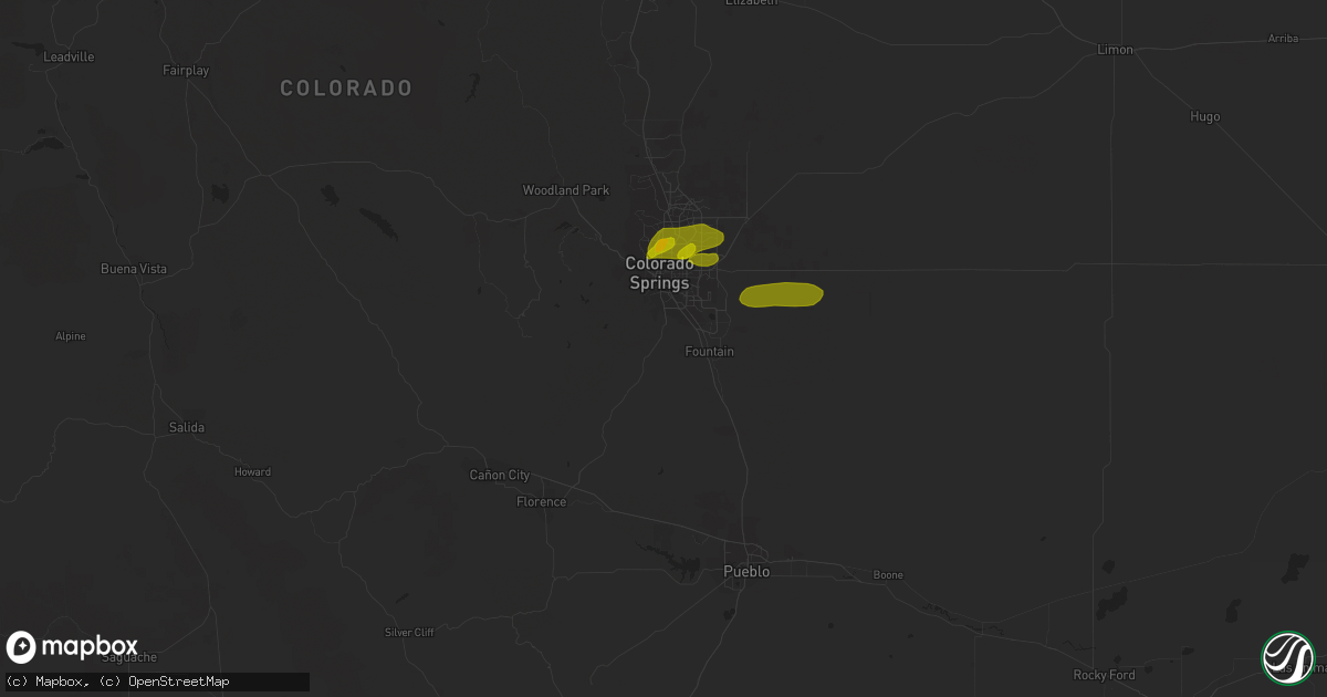 Hail map in Colorado Springs, CO on June 30, 2018