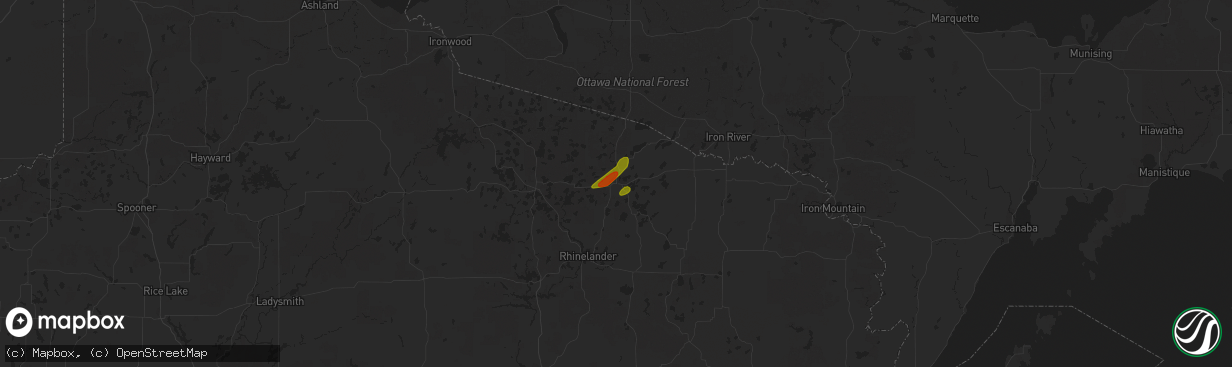 Hail map in Eagle River, WI on June 30, 2018