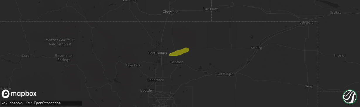 Hail map in Eaton, CO on June 30, 2018