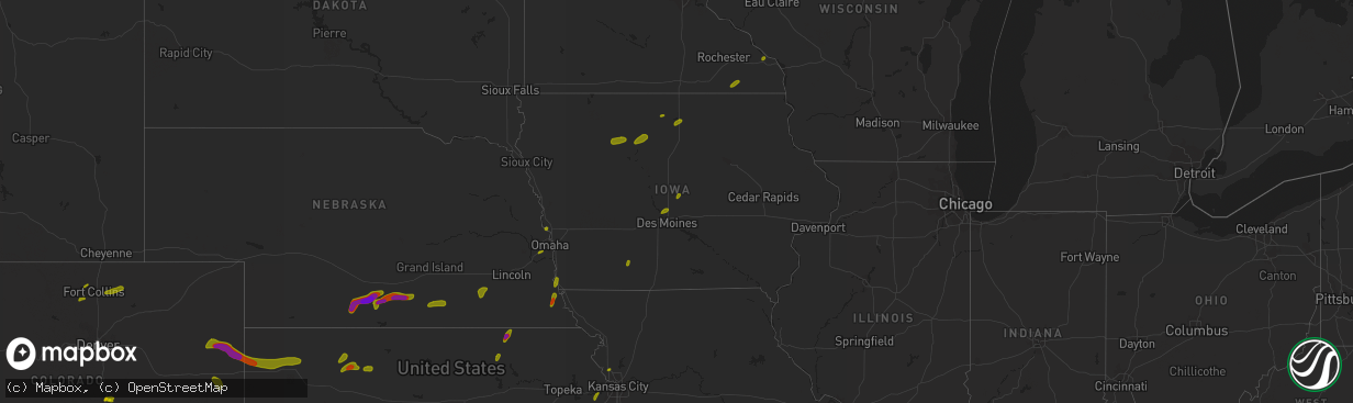 Hail map in Iowa on June 30, 2018